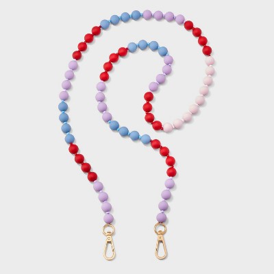 Beaded Accessory Crossbody Wristlet/Phone Strap - A New Day Blue/Red: Multicolored Cell Phone Strap, 47.6"