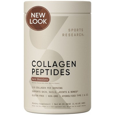 Sports Research Collagen Peptides, Dark Chocolate, 1.41 lb (640 g)