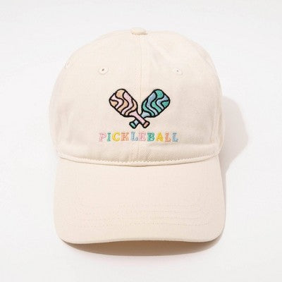Pickleball Hat - Frasier Sterling Cream/Rainbow: Cotton Adjustable Baseball Cap