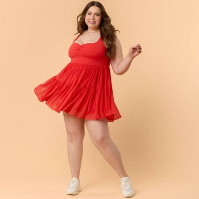 Blogilates Women's Sweetheart Babydoll Dress - Red X