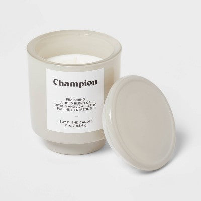Grey Exterior Painted Glass w/ Glass Lid Citrus and Acai Berry "Champion" 7oz - Room Essentials