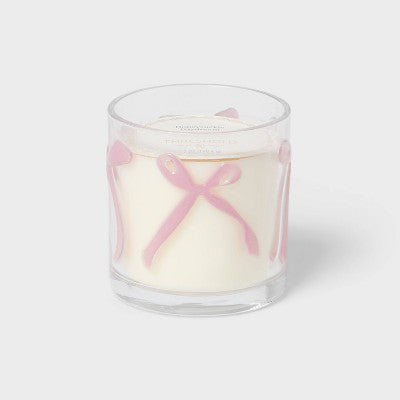 LED Embossed Bow Glass Honeysuckle Daydream Jar Candle Mauve 7oz - Threshold