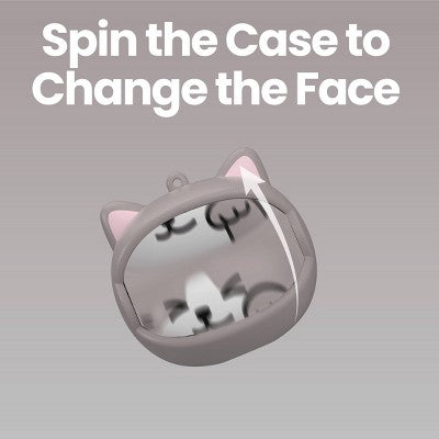 GEMS 'Winking Cat' Spinning Animal Face TWS Earbuds - Gray: Built-In Microphone, USB-C