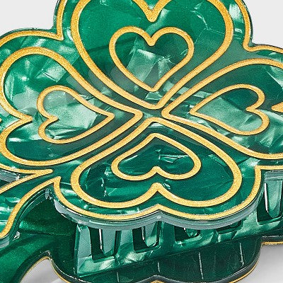 St Patrick's Day Four Leaf Clover Claw Clip - Green
