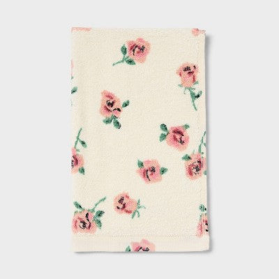 6pc Everyday Floral Dorm Towel Set Pink/Ivory - Room Essentials