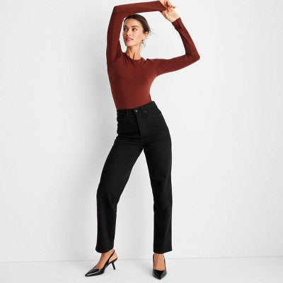 Womens Highest-Rise Straight Ankle Jeans Universal Thread Black 8