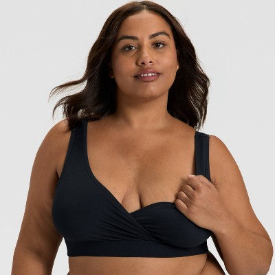 Women's 2pk Nursing Unlined V-Neck Bralette - Auden Black/White M