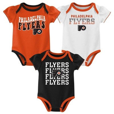 NHL Philadelphia Flyers Infant Girls' 3pk Bodysuits - 3-6M