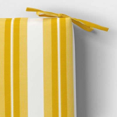 20"x18" Printed DuraSeason Fabric Sunrise Stripe Outdoor Chair Seat Cushion Yellow - Threshold