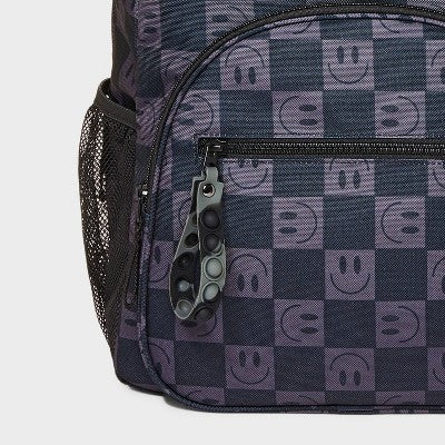 Kids' 16" Smiley Checkered Dome Backpack - art class Black/Gray"