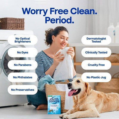Earth Breeze Fresh Scent Eco Laundry Detergent Sheets 64 Loads