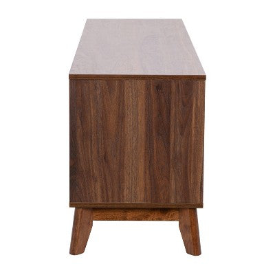 Flash Furniture Walnut 60" TV Stand with Adjustable Middle Shelf - Dual Soft Close Storage Doors (LOCAL PICKUP ONLY)