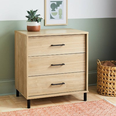 Mixed Material 3 Drawer Dresser Updated Base Natural Wood - Room Essentials (LOCAL PICKUP ONLY)