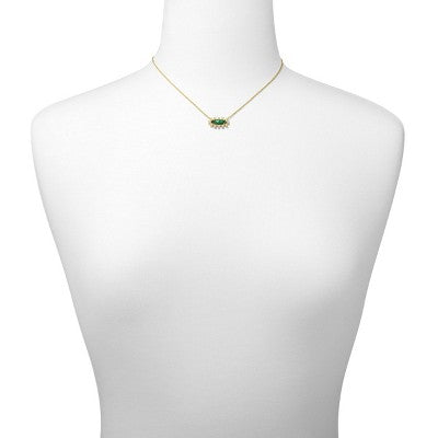 Kendra Scott Eva Framed Pendant Necklace - Teal Glass Over Green