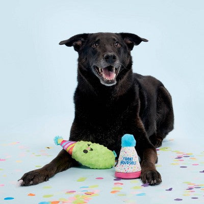 BARK Super Chewer Treat Yourself Party Hat Dog Treat Dispenser Toy