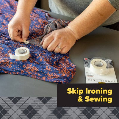 Scotch Permanent Fabric Tape 180'' 30ct Clear: Hemming & Upholstery Tape, 0.75" Width, 180" Length, Masking Tape