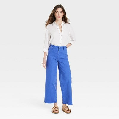 Women's High-Rise Sailor Wide Leg Ankle Jeans - Universal Thread Blue 10