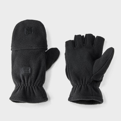 Boys' Fleece Fliptop Gloves - Cat & Jack Black 8-16