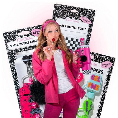 CharCharms 4pk Straw Toppers Pink