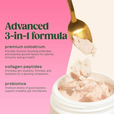 BLOOM NUTRITION Colostrum & Collagen Peptides Powder - Strawberries & Cream - 25 Servings