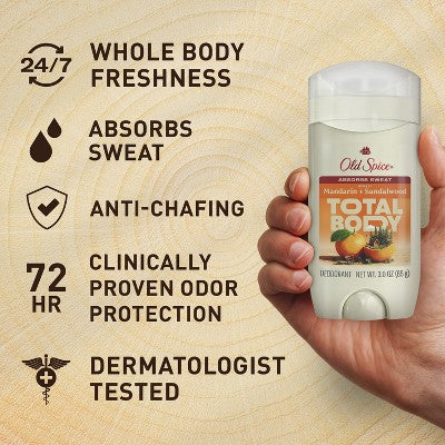 Old Spice Total Body - Whole Body Deodorant - Mandarin & Sandalwood - 3oz