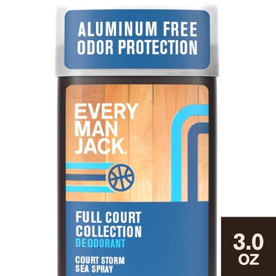 Every Man Jack Limited Edition Full Court Collection Aluminum-Free Men's Deodorant -Court Storm Sea Spray - 3oz: Invisible Solid, Vegan