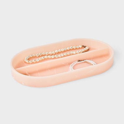 Two Compartment Molded Stacking Jewelry Organizer Tray - A New Day - Pink Marble