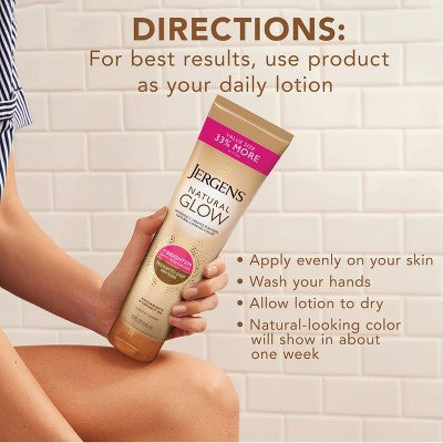 Jergens Natural Glow Brightening Daily Moisturizer + Self Tanner Tanning Lotion - Medium to Deep - 10 fl oz