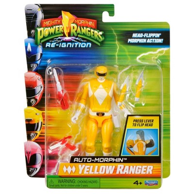 Mighty Morphin Power Rangers Re-Ignition Auto-Morphin 6" Yellow Ranger Action Figure with Power Daggers Weapons