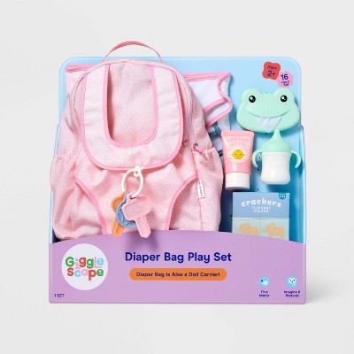 Baby Doll Diaper Bag Play Set - Gigglescape: Includes Diapers, Changing Pad & Toy Accessories