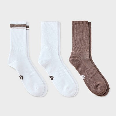 Men's Striped Tonal Varsity 3pk Crew Socks - All In Motion Persuading Gray 6-12