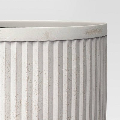 Weathered Ribbed Composite Indoor Outdoor Planter Pot 15"x15"x18" Off-White - Threshold designed with Studio McGee