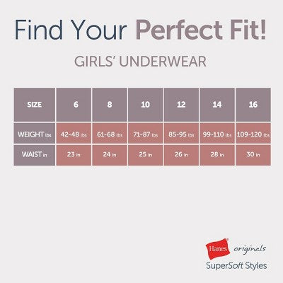 Hanes Originals Girls' 5pk SuperSoft Bikini Underwear 8