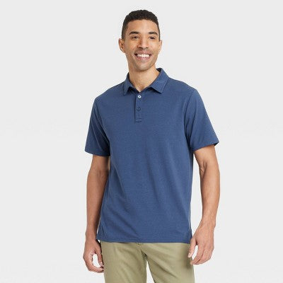 Men's Comfort Wear Polo Shirt - Goodfellow & Co Navy Blue L