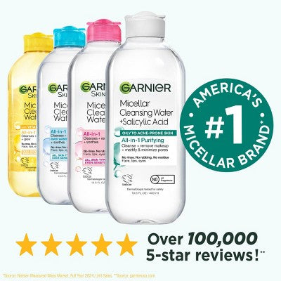 Garnier Salicylic Acid Purifying Makeup Remover Micellar Water and Facial Cleanser - 23.7 fl oz: Oil-Free, No Fragrance Added, Suitable for Normal
