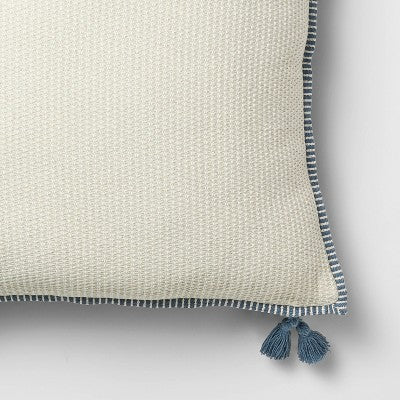Oversized Square Cotton Linen Texture with Tassel Cream or Blue - Threshold Design with Studio McGee (LOCAL PICKUP ONLY)