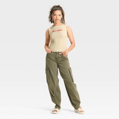 Women's Boat Neck Graphic Tank Top - Wild Fable Tan L
