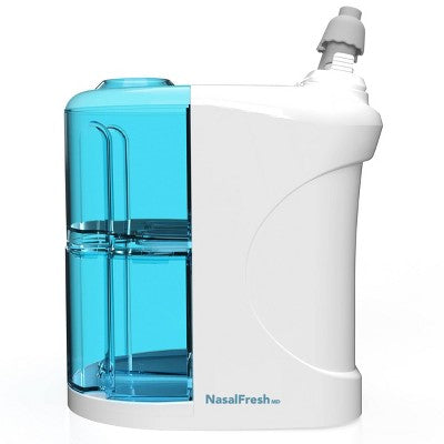 NasalFresh MD Dual Powered Nasal Irrigation System with 30 Saline Packets, Rechargeable, Includes Nose Pillows