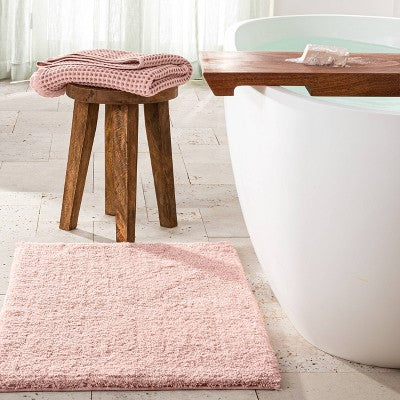 21"x34" Ultra Soft Tufted Bath Rug Light Blush - Casaluna: Cotton & Lyocell, Machine Washable, Medium Pile