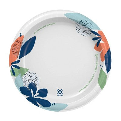 Dixie Everyday 8.5" Paper Plates - 48ct: Round, Floral Pattern, Microwave-Safe
