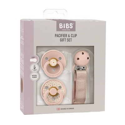 Bibs Pacifier Gift Set 0-24m - Blush Floral: BPA-Free, Rubber