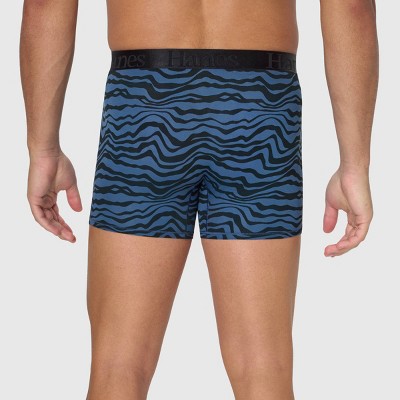 Hanes Originals Premium Men's SuperSoft Trunks 3pk - Blue/Black S: Lightweight, Tagless, Moisture Wicking, Stretch Knit Fabric