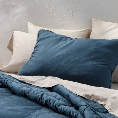 King Euro Heavyweight Linen Blend Decorative Throw Pillow Dark Mineral Blue - Casaluna (LOCAL PICKUP ONLY)