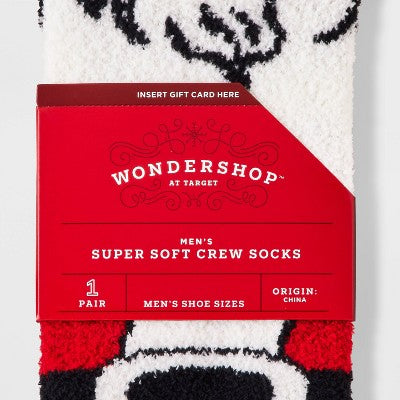 Men's Vintage Santa Cozy Crew Socks with Gift Card Holder - Wondershop Red 6 -12