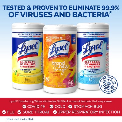 Lysol Disinfecting Wipes - Lemon/Crisp Linen/Mango and Hibiscus - 80ct