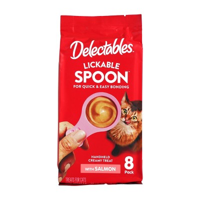 Delectables Salmon Flavor Lickable Spoons Cat Treats - 2.8oz/8ct