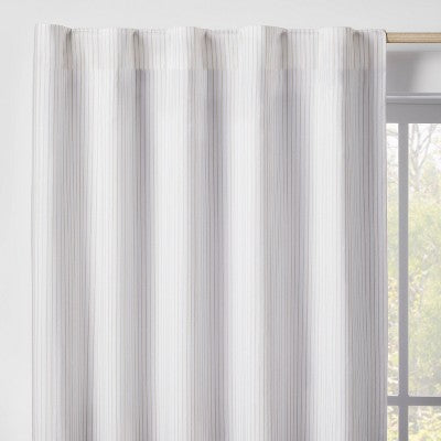 42"W x 84"L Irregular Mini Striped Kids' Blackout Window Curtain Panel Beige - Pillowfort
