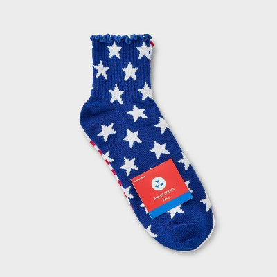Women's Stars and Stripes Ankle Socks - Red/White/Blue 4-10