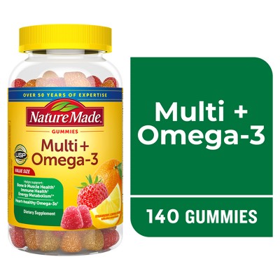 Nature Made Multi Plus Omega 3 Multivitamin Gummies - Strawberry, Lemon & Orange - 140ct