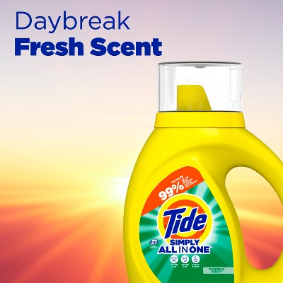 Tide Daybreak Fresh Simply Liquid Laundry Detergent 64 Loads - 84oz: Paraben-Free, Bleach-Free, Phosphate-Free, Spill-Resistant Lid